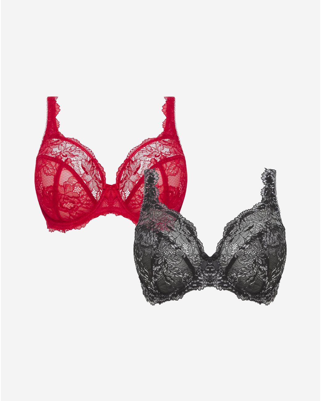 Pretty Secrets Black 2 Pack Ella Lace Full Cup Wired Bras
