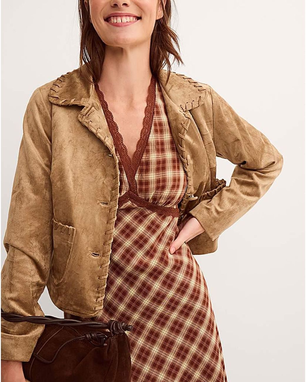 Monsoon Brown Sofia Faux Suede Jacket