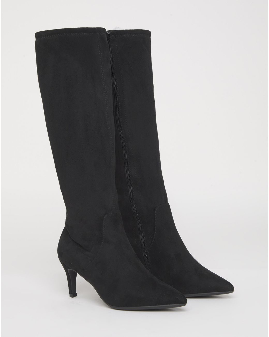 JD Williams White Kitten Heel Knee High Sock Boot E C