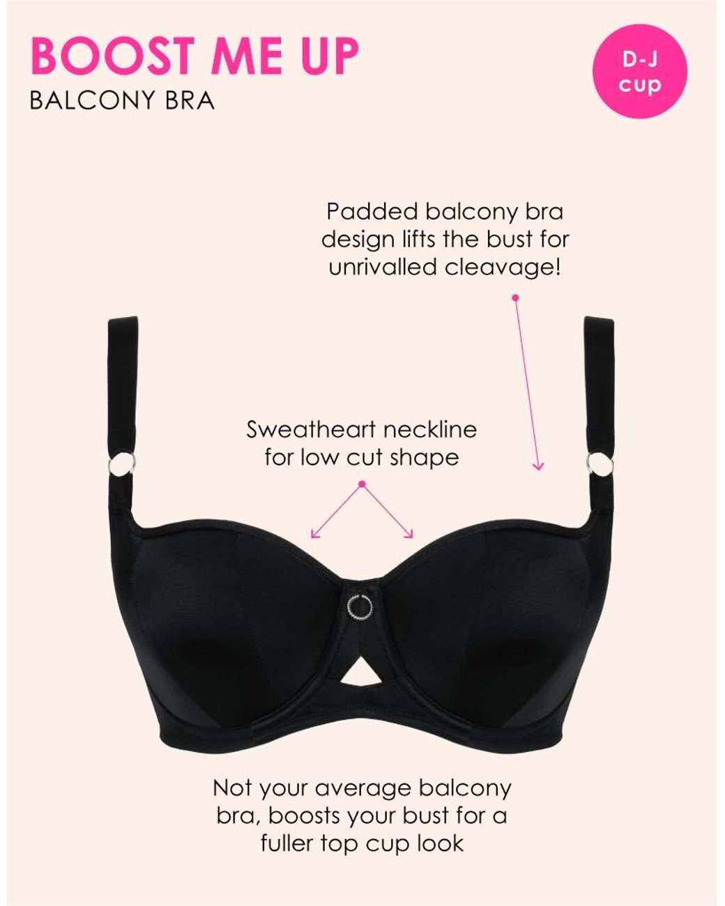 Curvy Kate Black Boost Me Up Balcony Bra