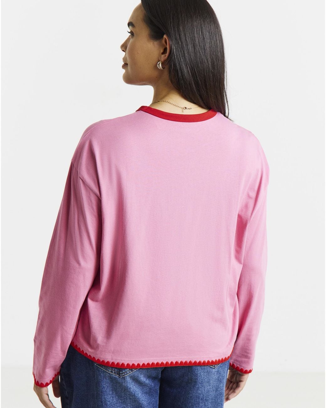 Simply Be Red Whipstitch Ls T-Shirt