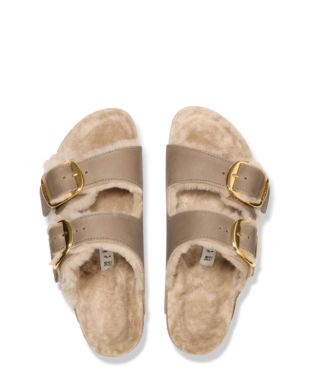 Birkenstock Natural Arizona Big Buckle Shearling Oiled Lea