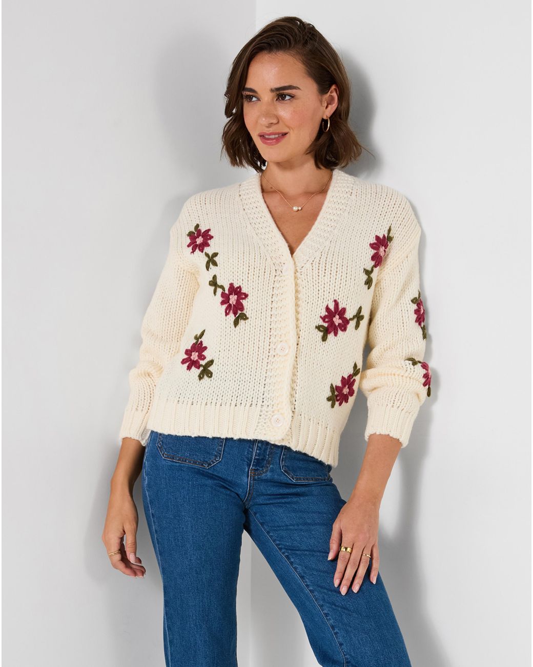 Joe Browns Metallic Floral Embroidered Cardigan