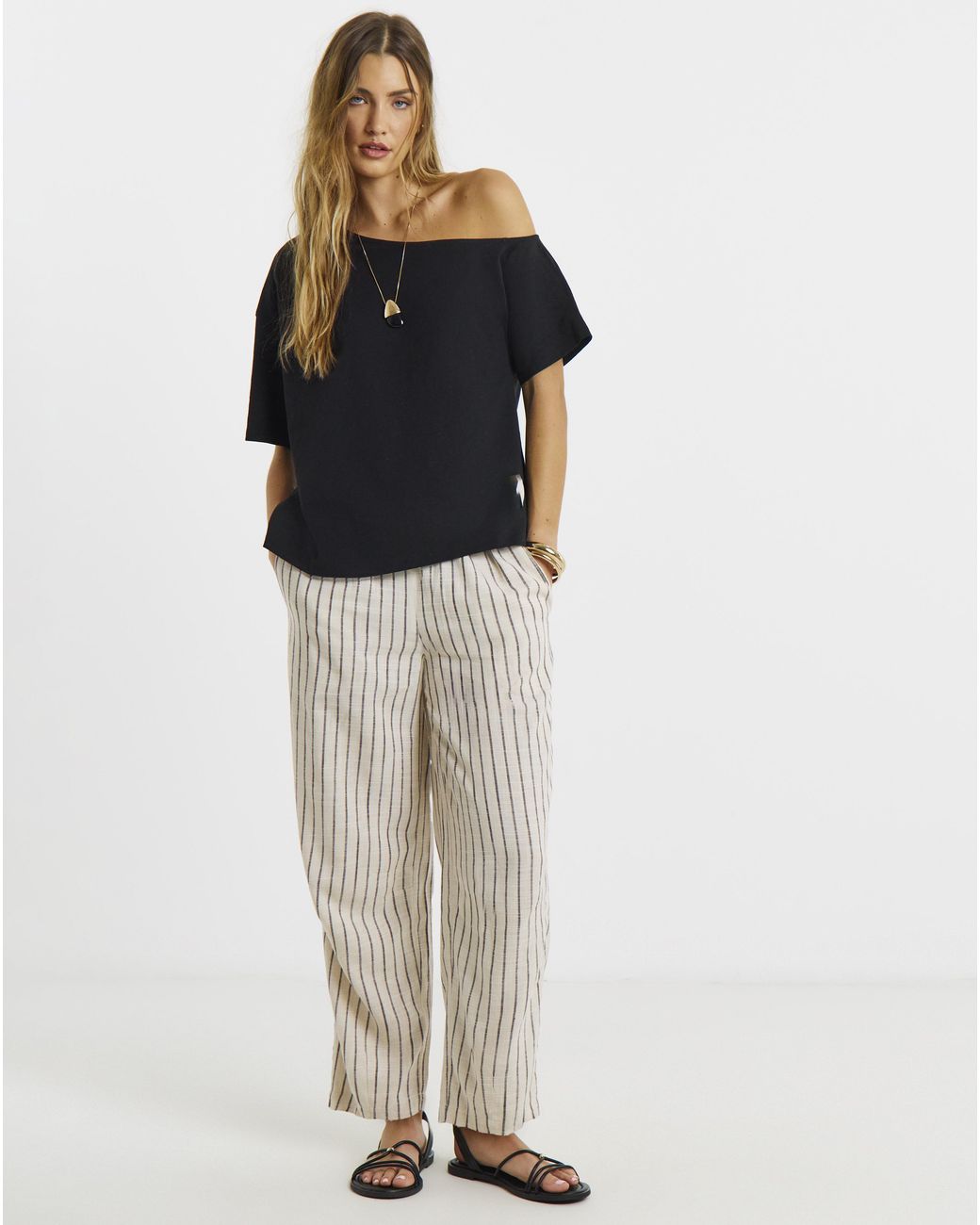 Simply Be Blue Slub Off The Shoulder Top