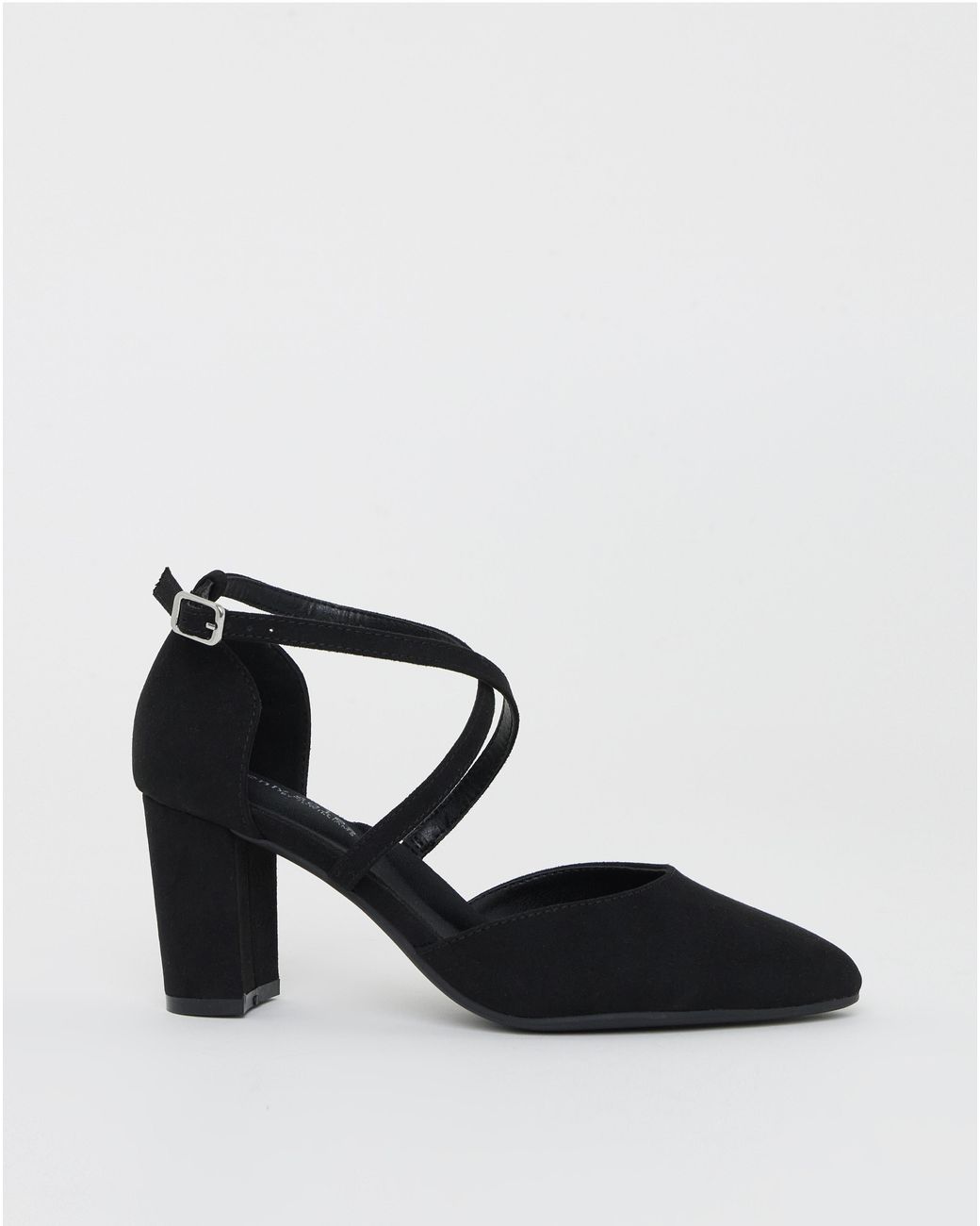 Heavenly Soles Black Two Part Heels With Crossover Ex Wide