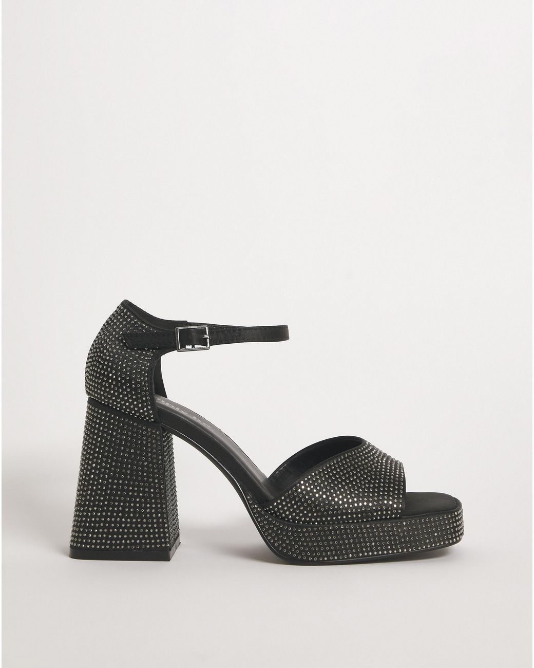Simply Be Black Diamante Platform Heeled Sandals Ex Wide