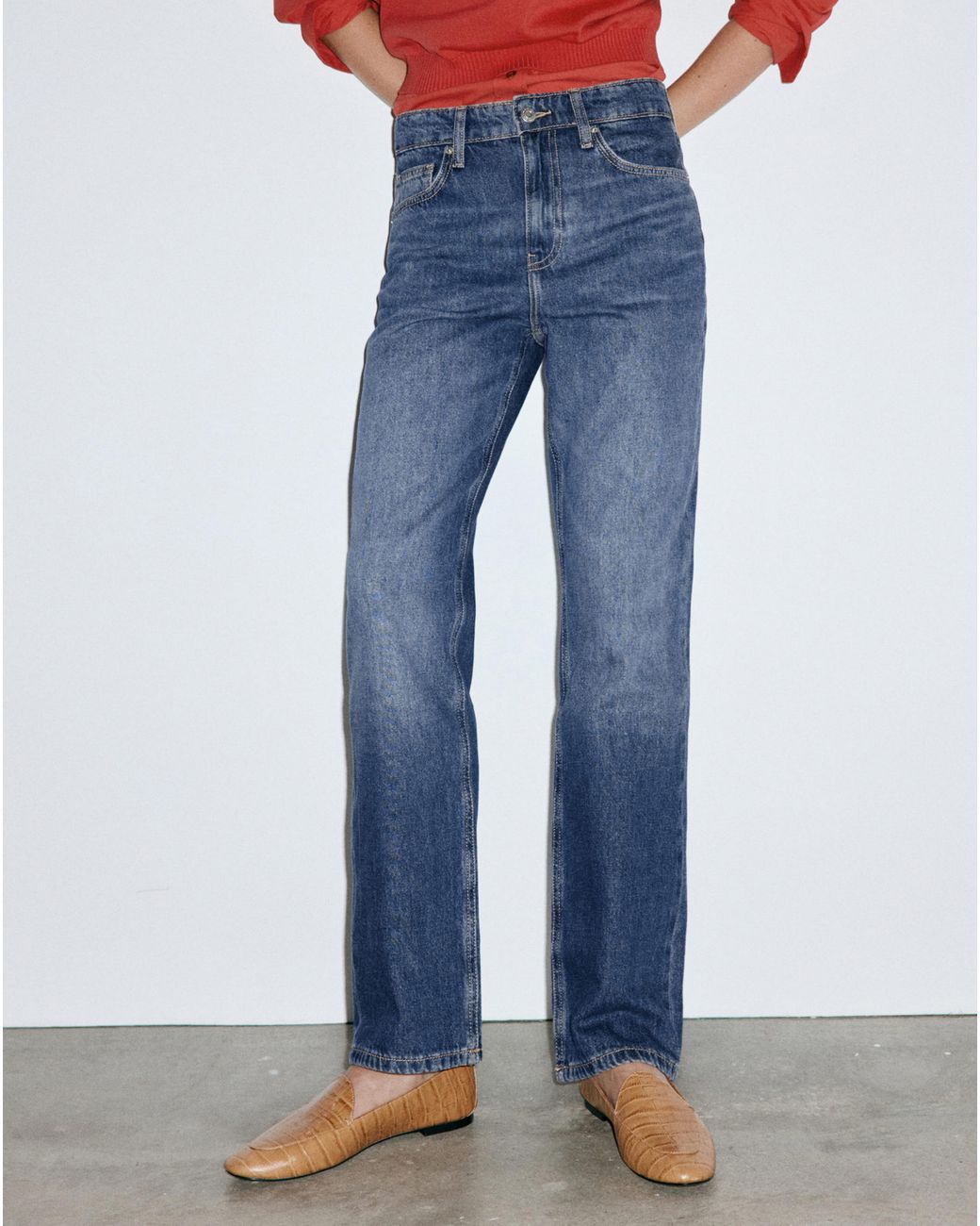 Mango Blue Matilda High Rise Straight Jean