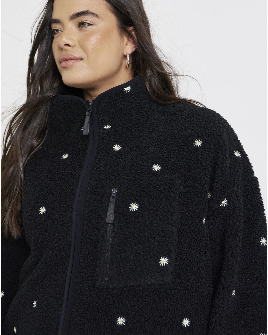 Simply Be Blue Embroidered Teddy Sweatshirt
