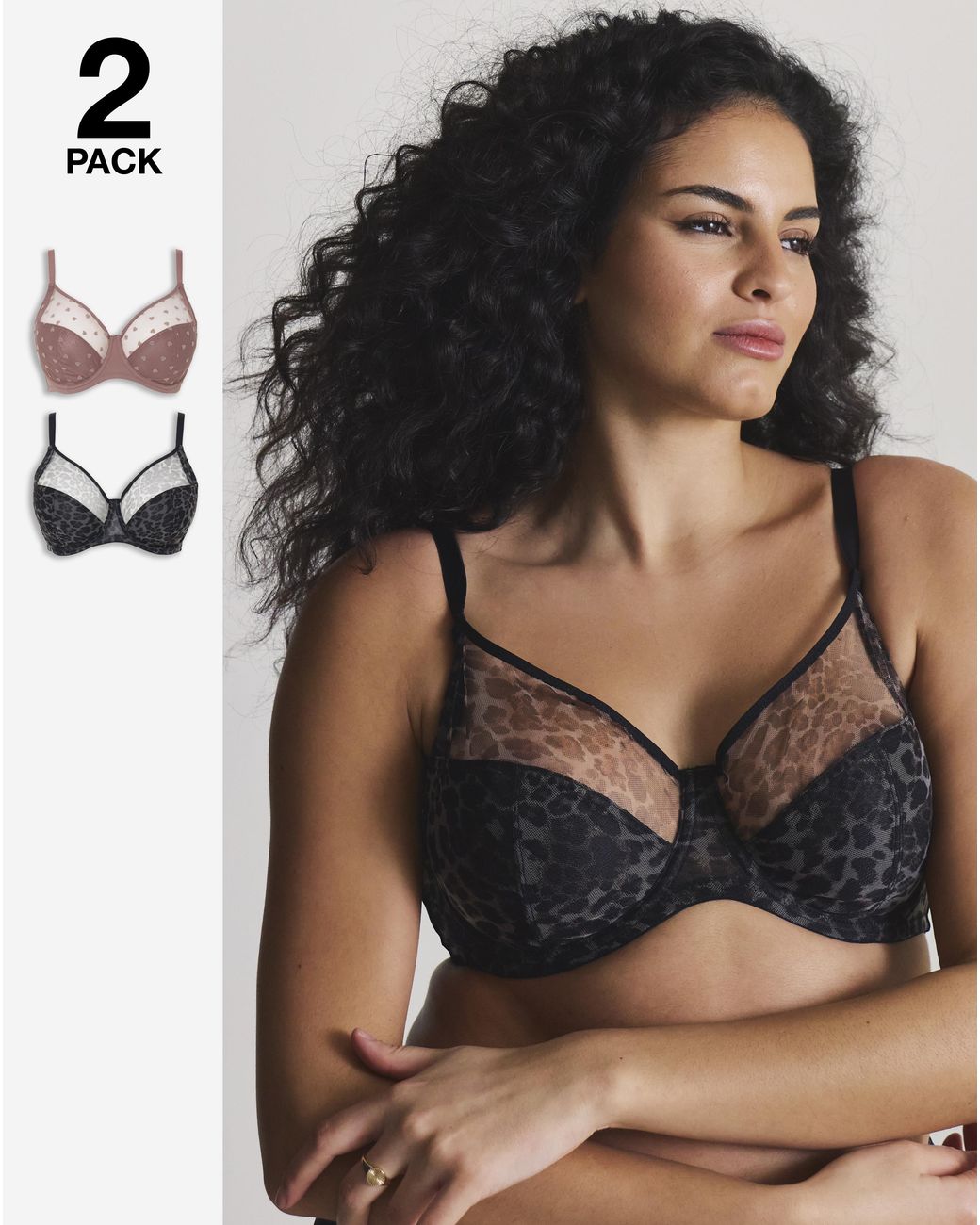 Pretty Secrets Black 2 Pack Hannah Animal Full Cup Bra