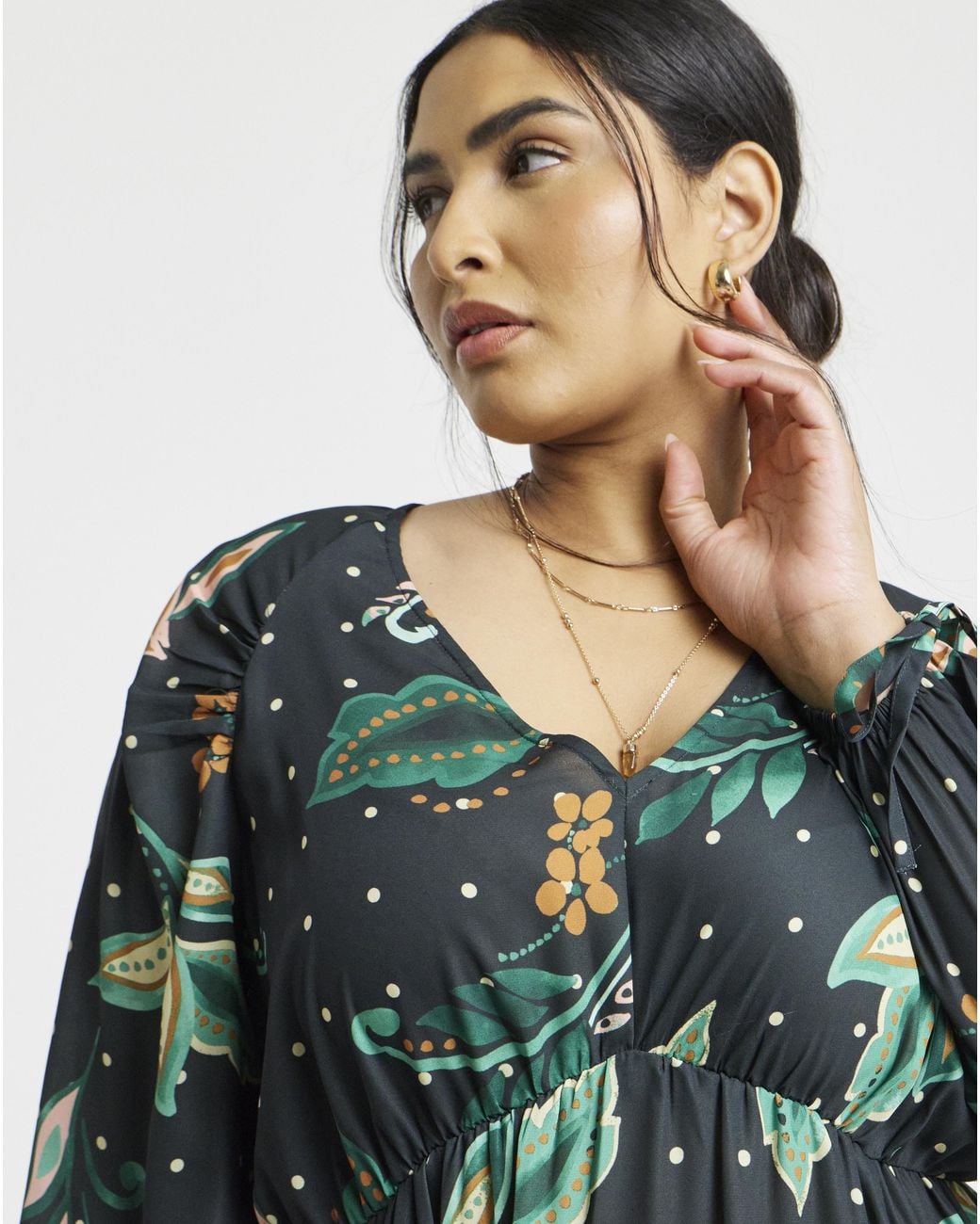 Simply Be Green Floral High Low Maxi Dress