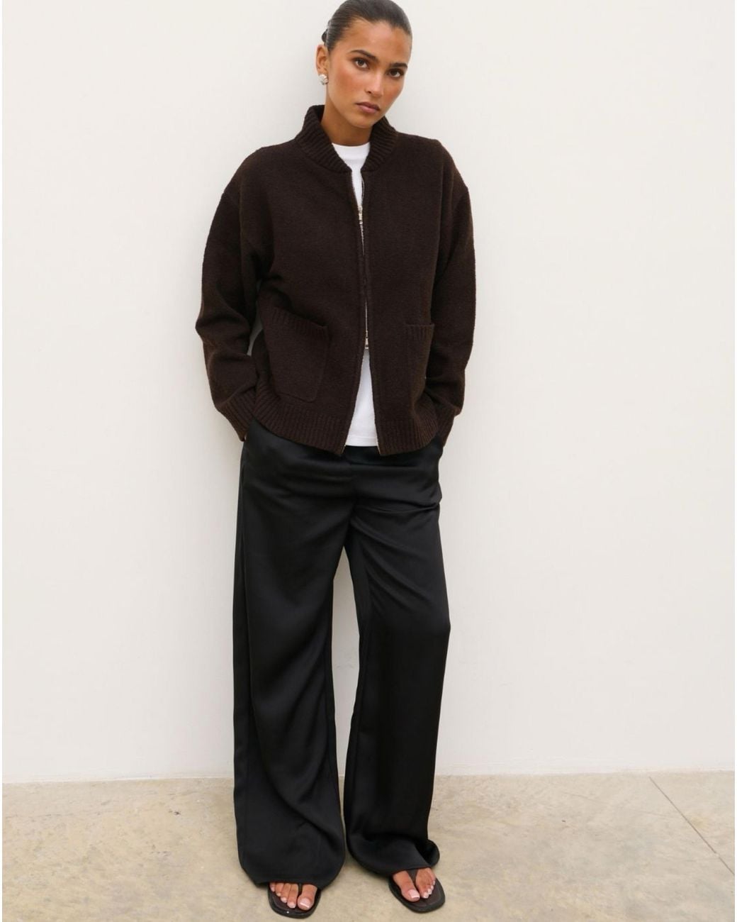 Pretty Lavish Black Camille Knit Bomber