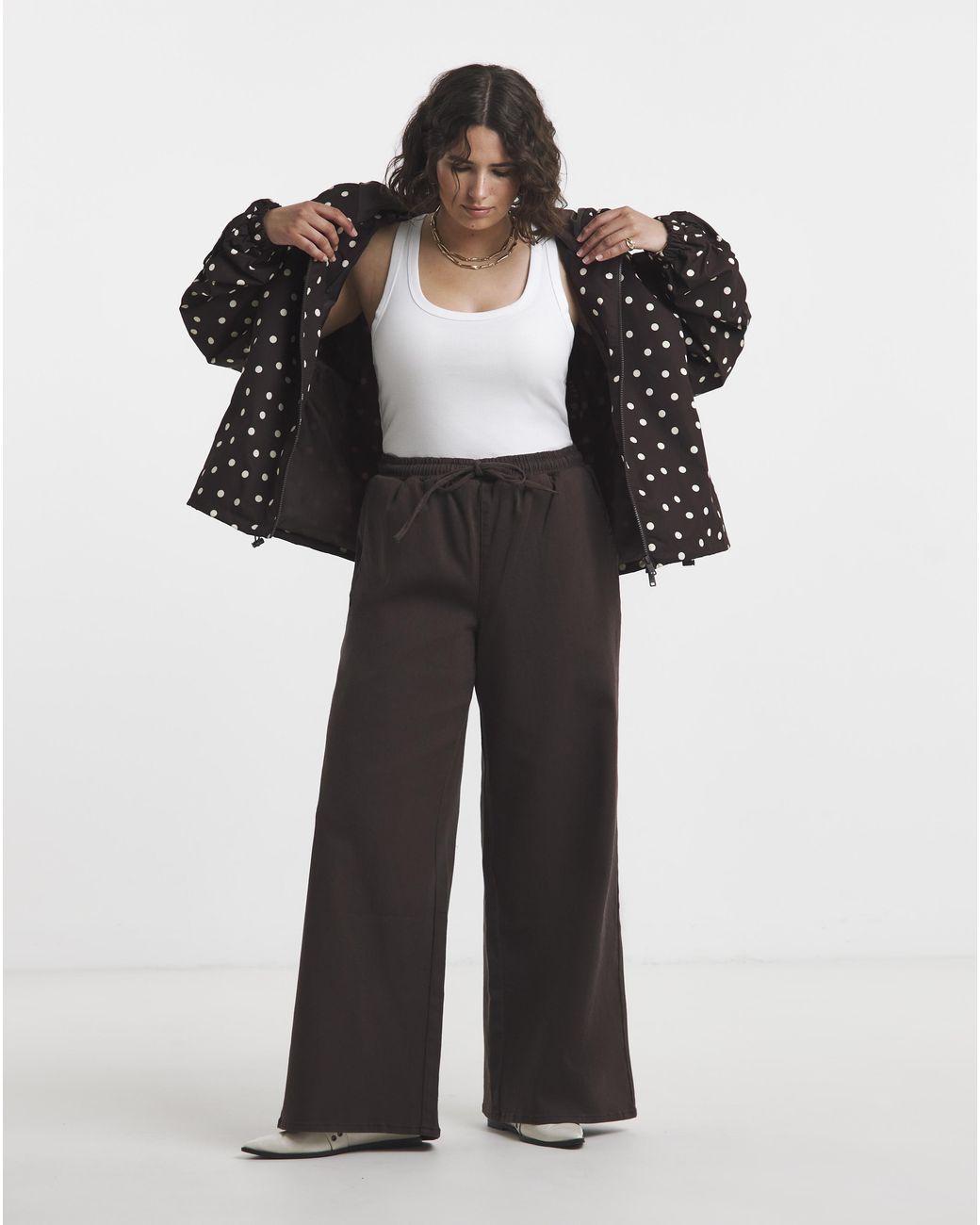 Simply Be Brown Wide Leg Jogger Jean