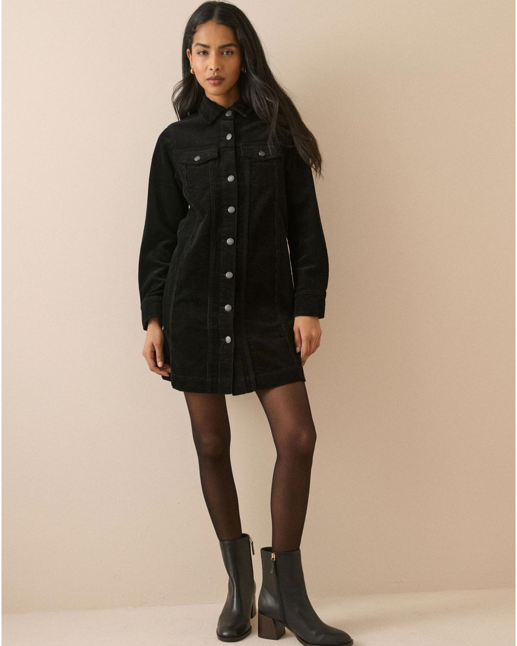 Nobody's Child Brown Sheena Cord Shirt Dress