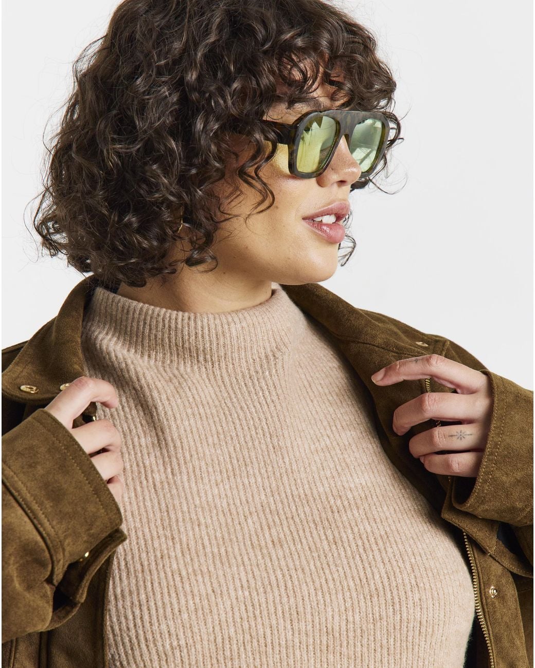 Simply Be Brown Rib Funnel Neck Jumper