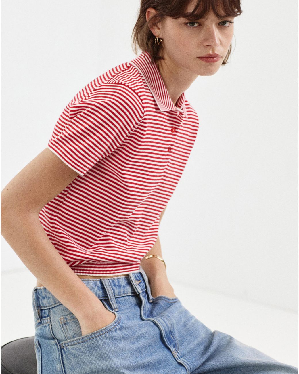 Mango Blue Knitted Polo-Neck Sweater