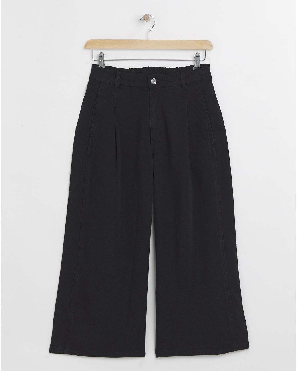 Simply Be Black Crop Wide Leg Jeans