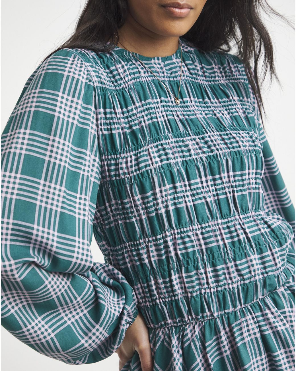 Simply Be Blue Shirred Long Sleeve Top
