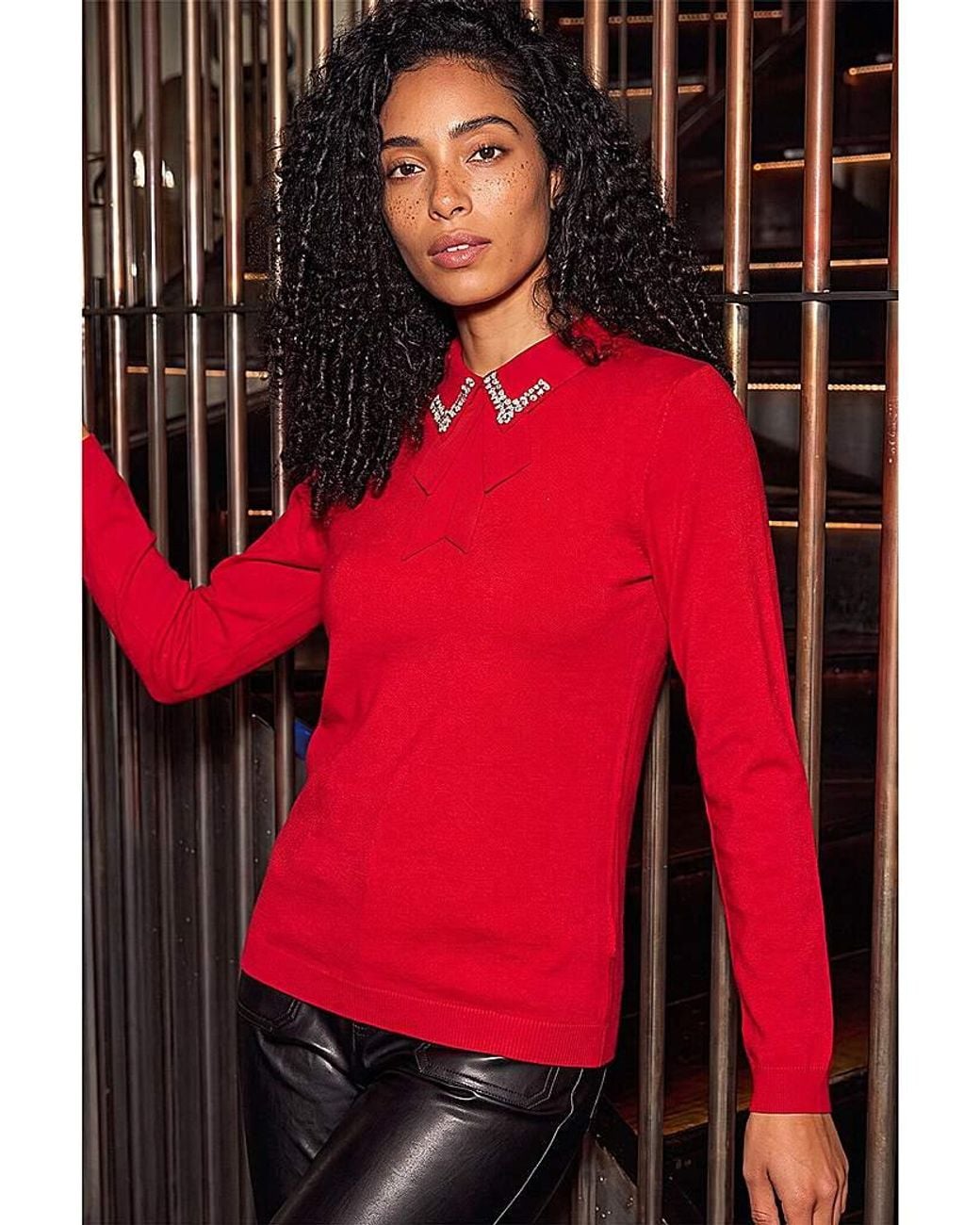Roman Red Roman Collar Knit Jumper