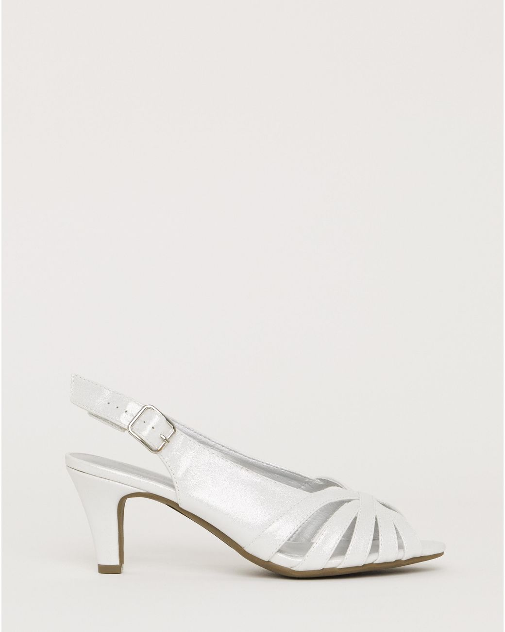 JD Williams Gray Peep Toe Slingback Shoes Wide