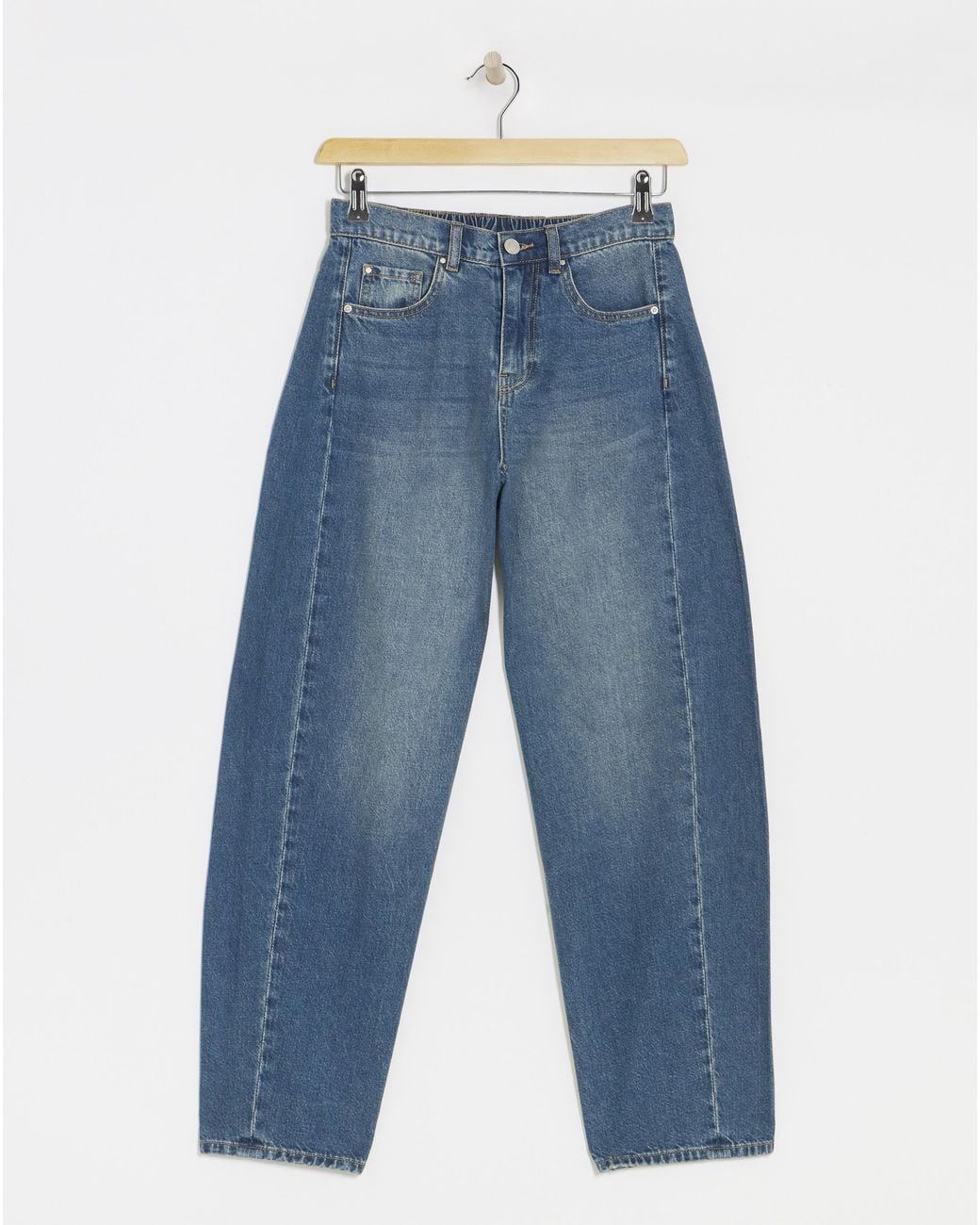 Simply Be Blue Tapered Barrel Leg Jeans