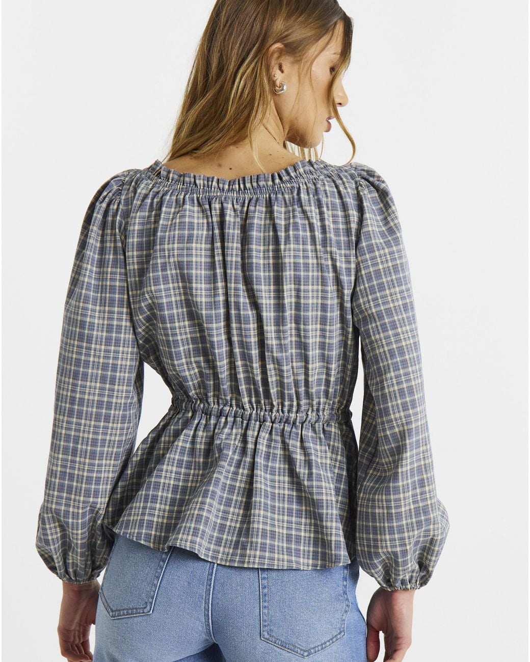 Simply Be Gray Cinch Square Neck Blouse