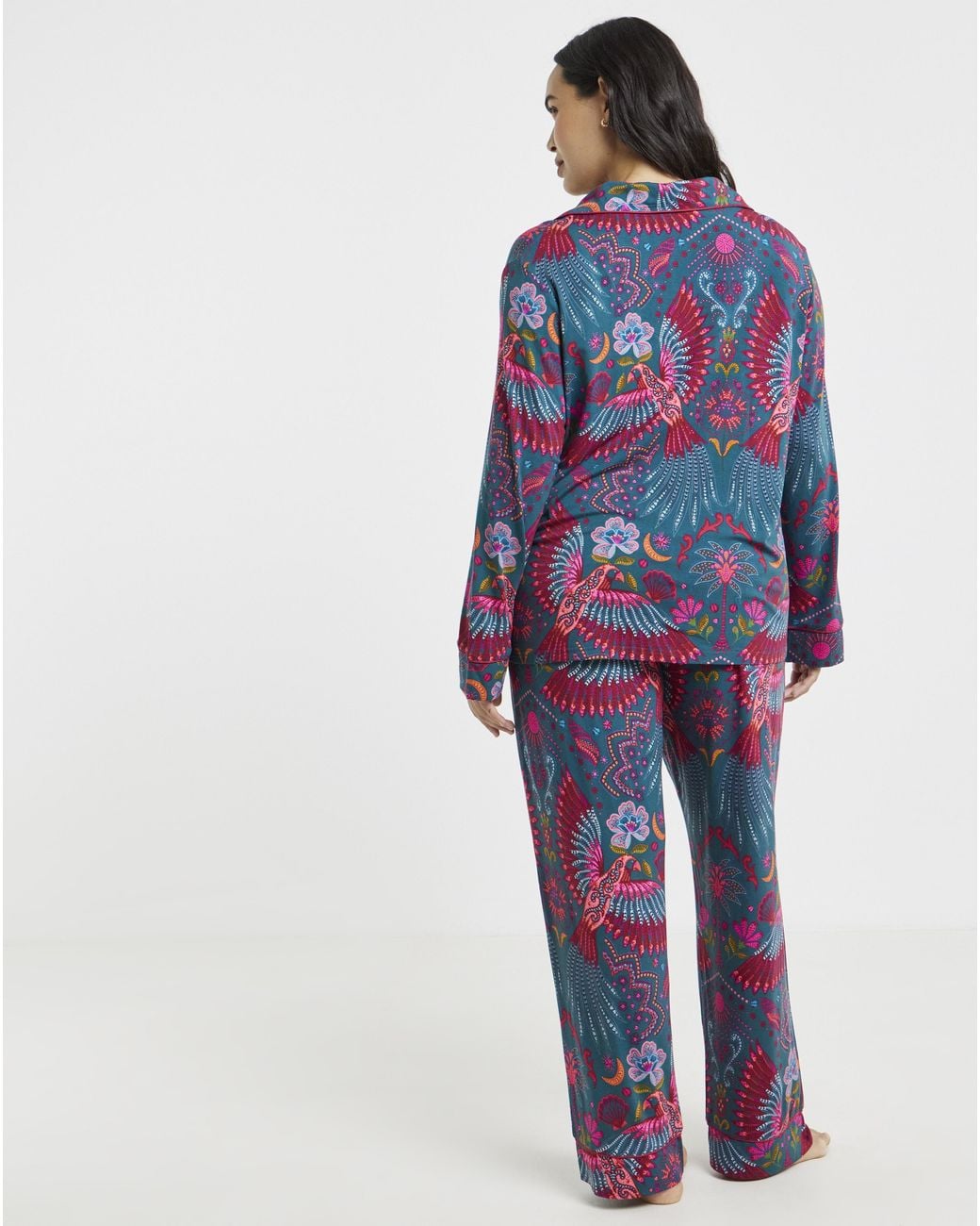 Figleaves Blue Floral Button Pyjama Set
