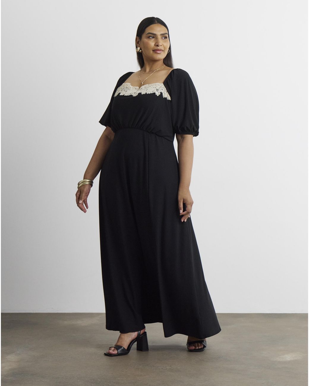 Joanna Hope Black Contrast Lace Dress