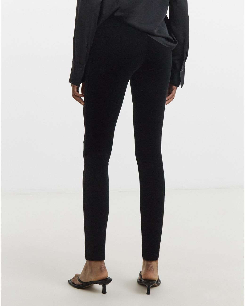 Simply Be Black High Waist Velour Leggings