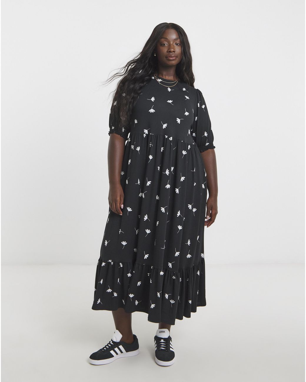 Simply Be White Ditsy Supersoft Midi Dress
