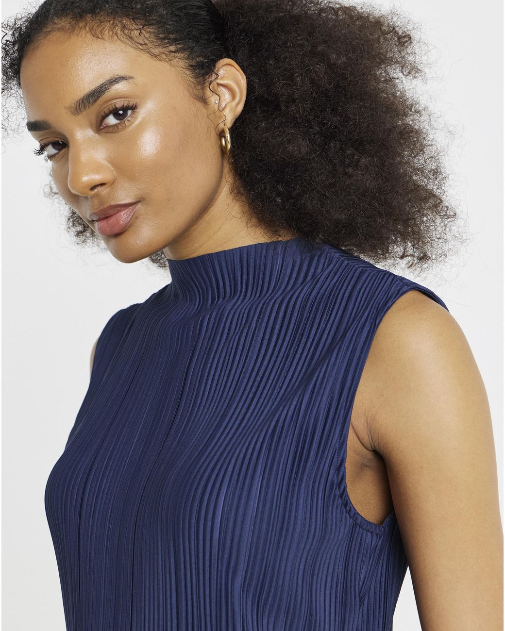 Vila Blue Funnel Neck Top