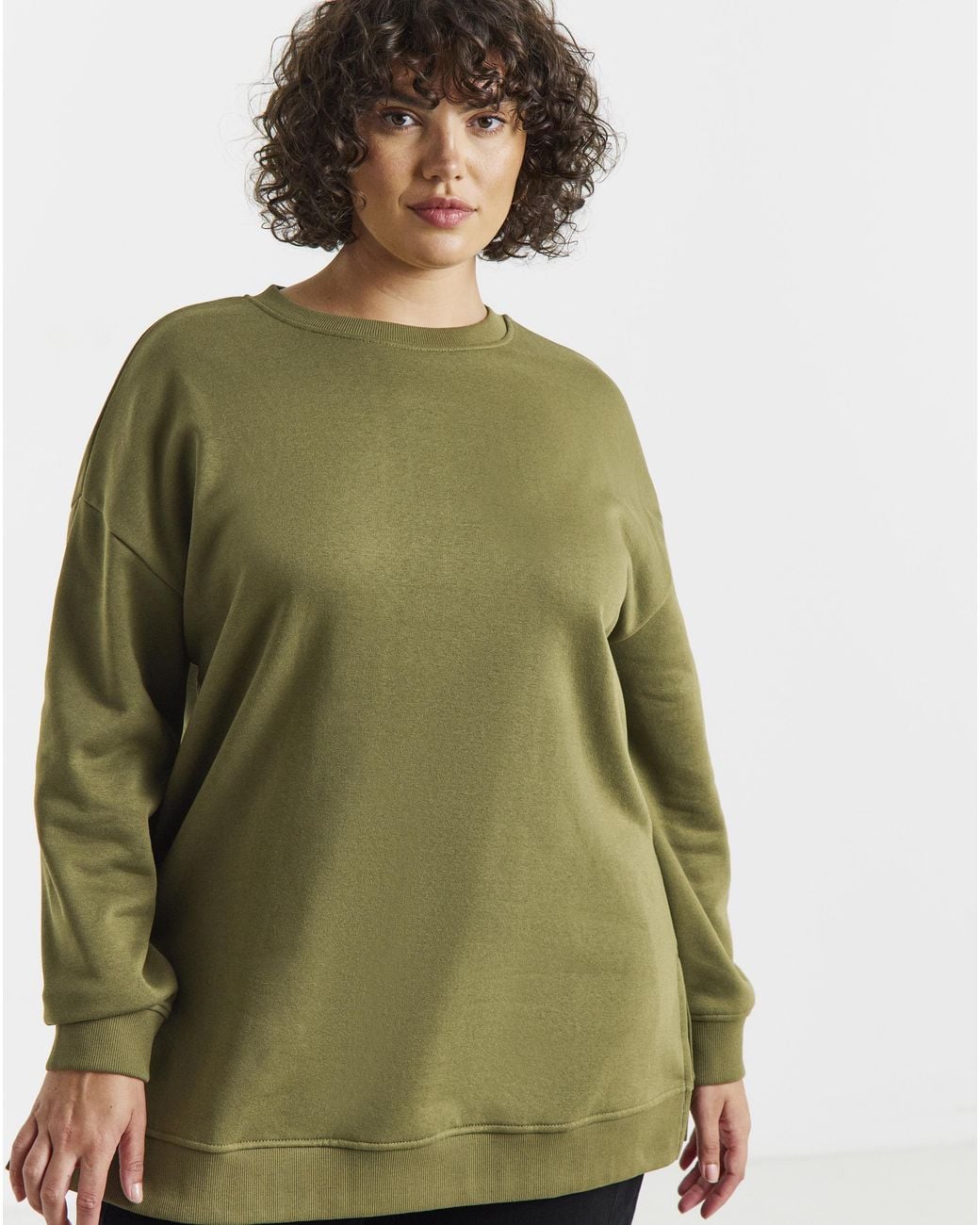 Simply Be Green Side Split Sweatshirt Tunic