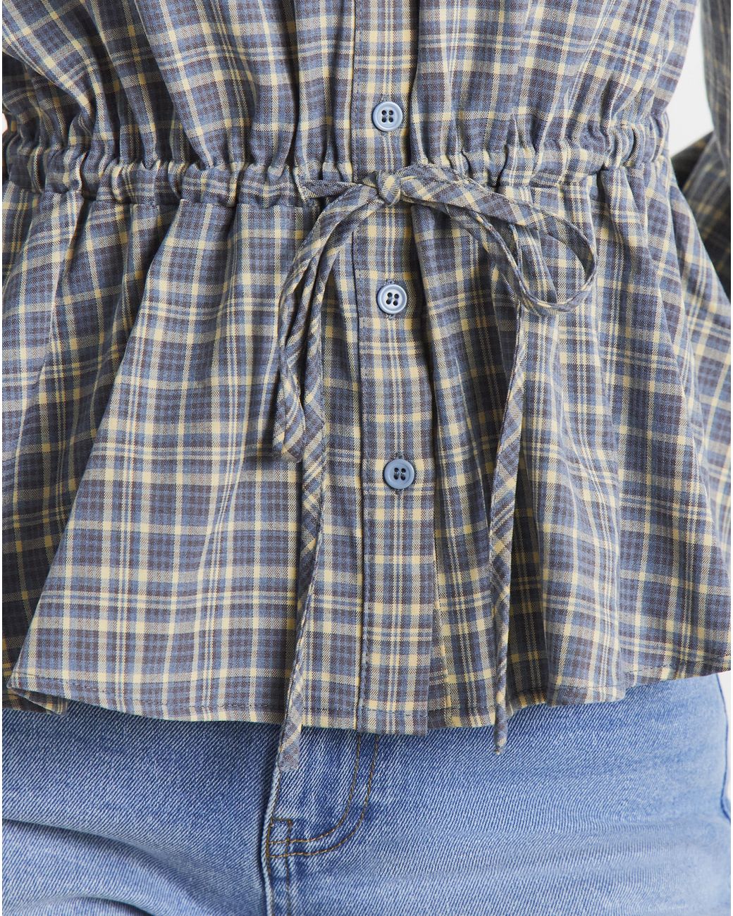 Simply Be Gray Cinch Square Neck Blouse