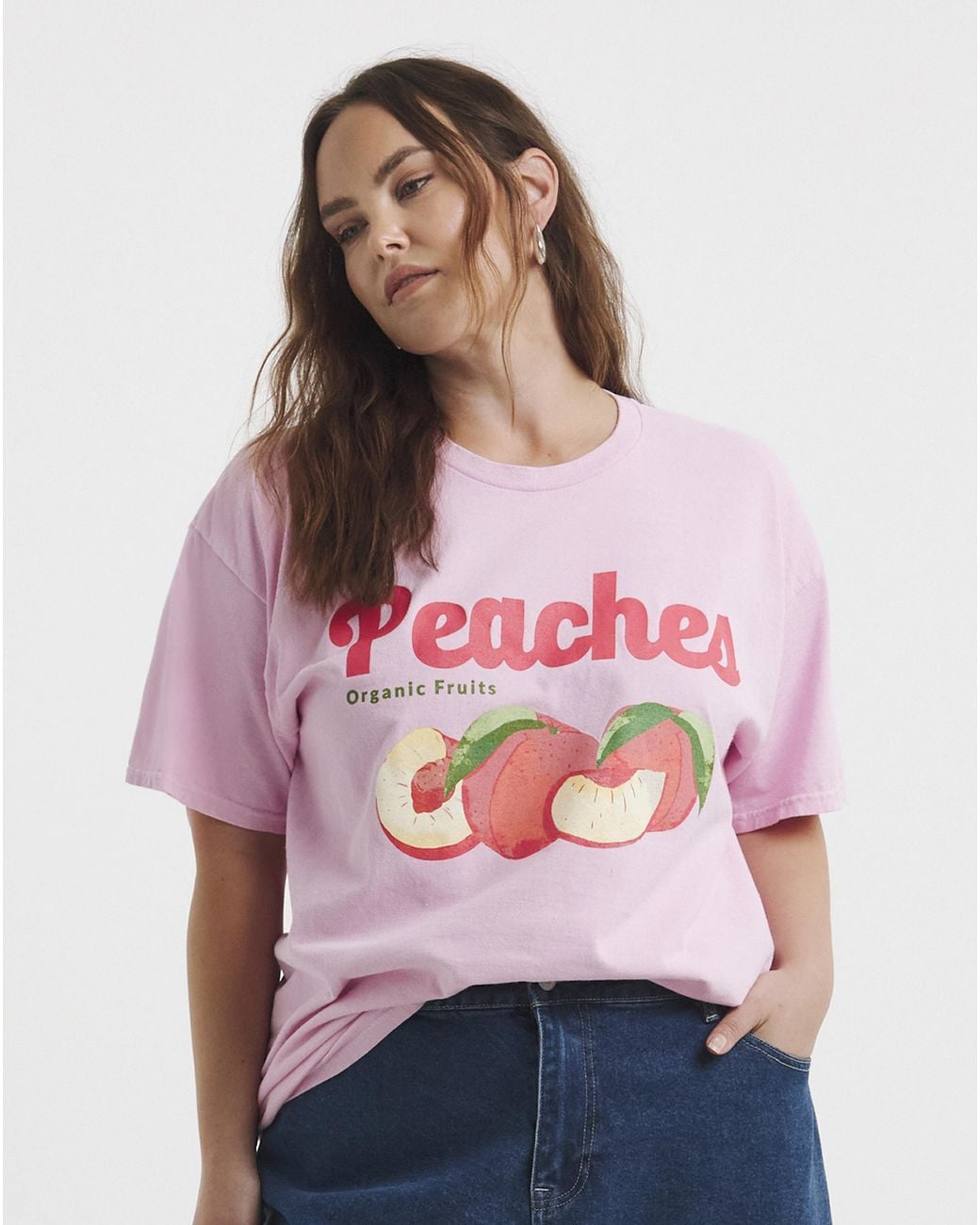 Simply Be Pink Peaches Slogan T-Shirt