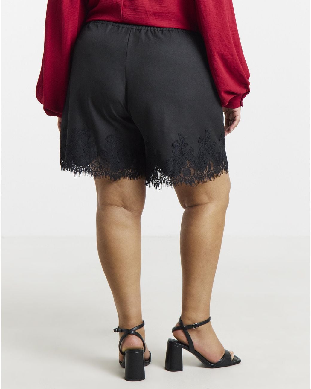 Simply Be Red Lace Trim Short