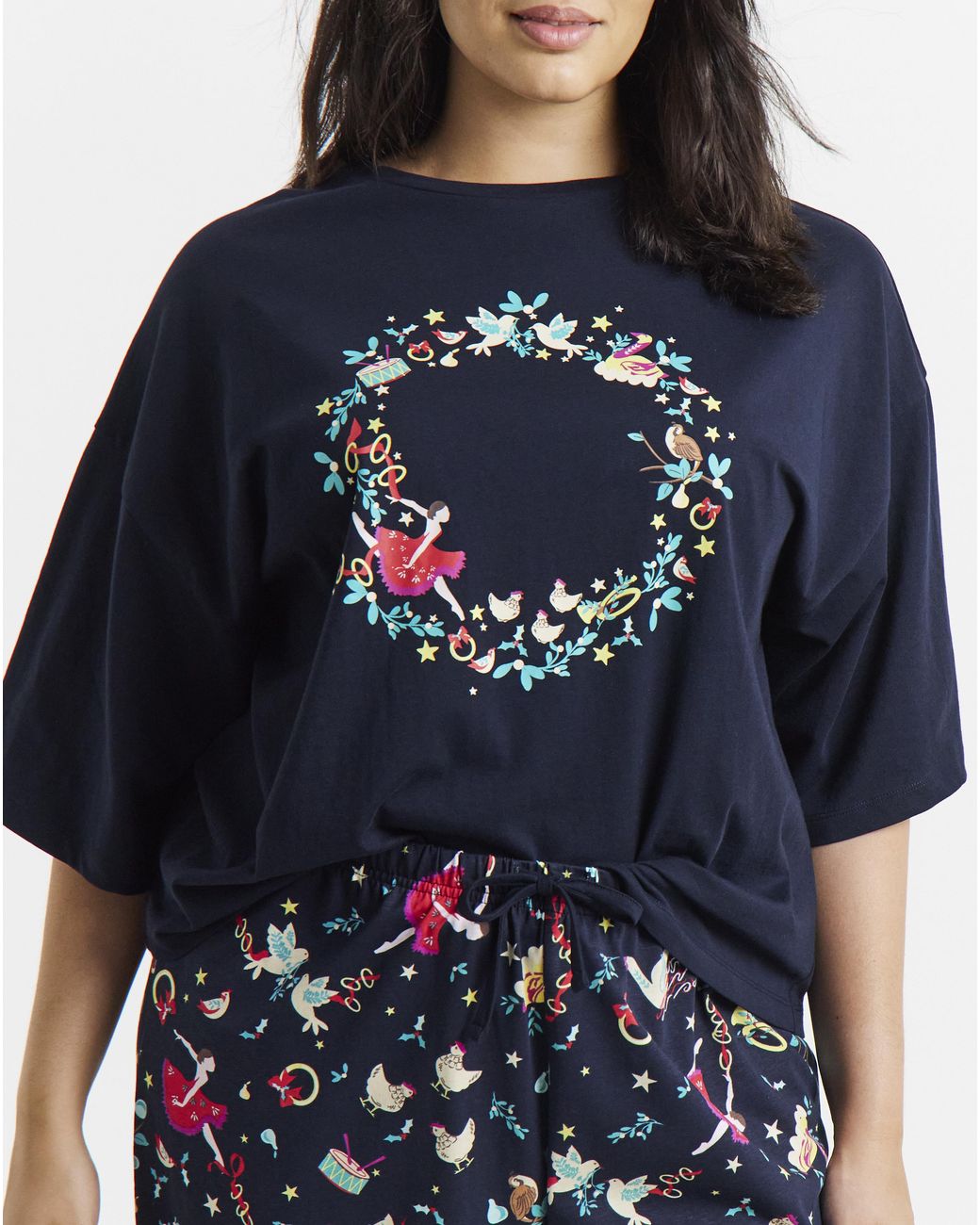 Pretty Secrets Blue 12 Days Of Christmas Graphic Pyjama Set