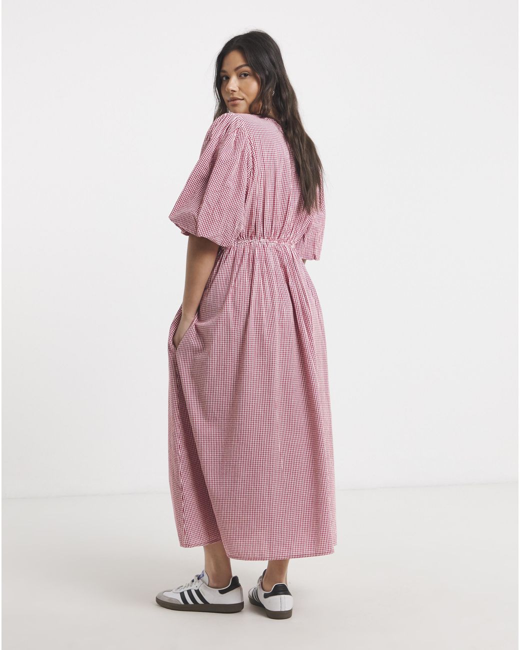Simply Be Pink Seersucker Midi Dress