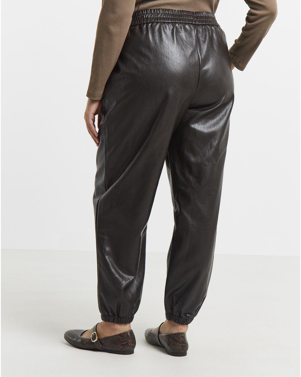 Simply Be Black Pu Balloon Trouser