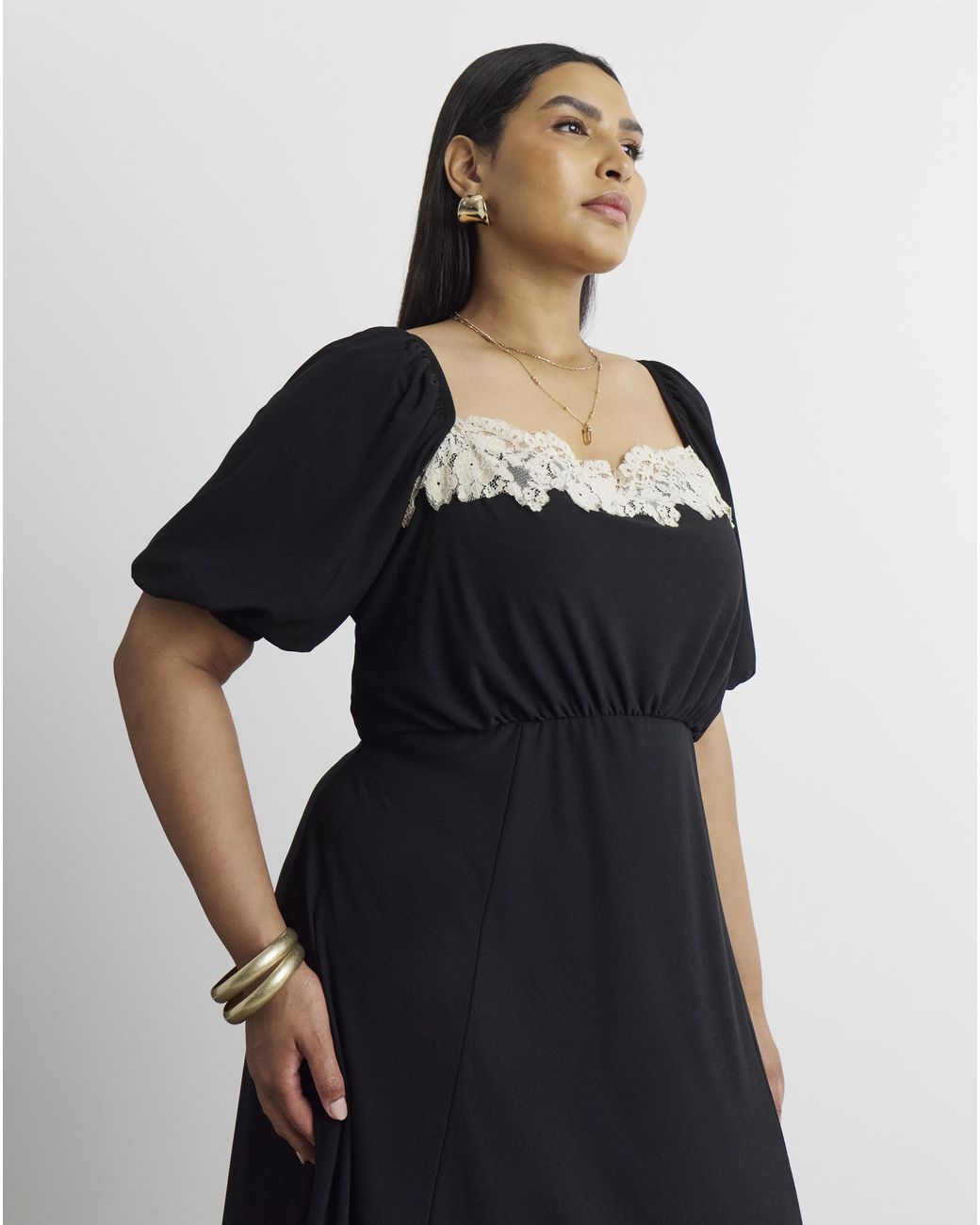 Joanna Hope Black Contrast Lace Dress