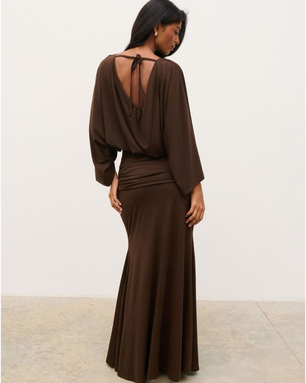 Pretty Lavish Brown Riven Ruched Maxi Dress