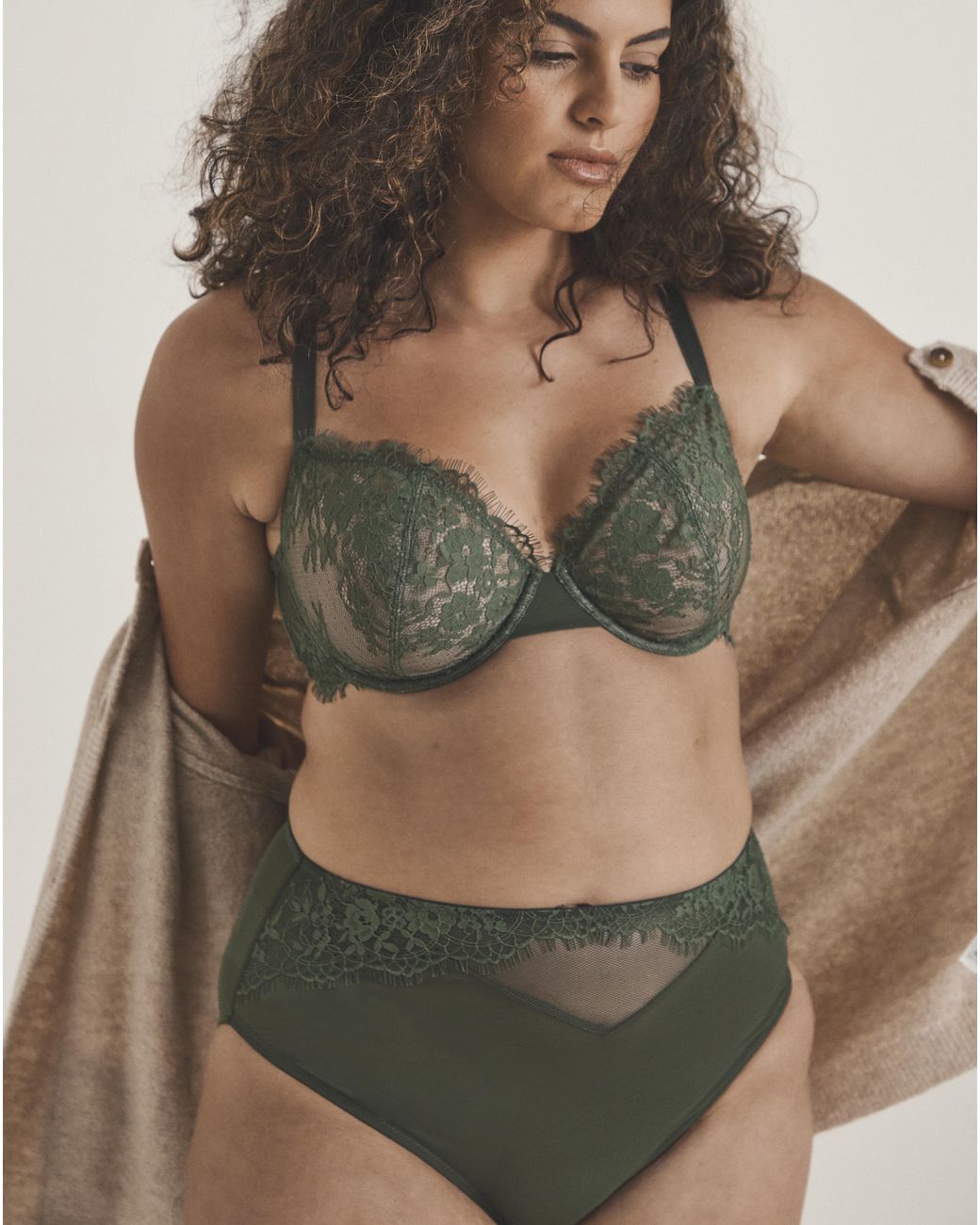 Pretty Secrets Green Lace Full Briefs