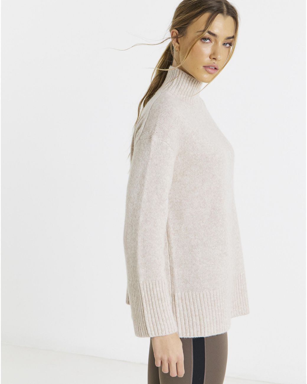 Sweaty Betty Natural Wool Funnel Neck Jumper