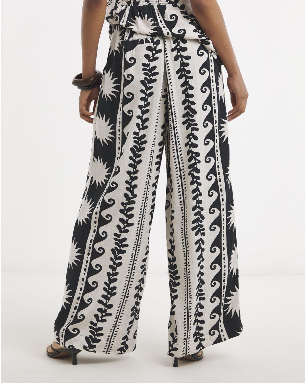 Simply Be Black Mono Printed Palazzo Trouser
