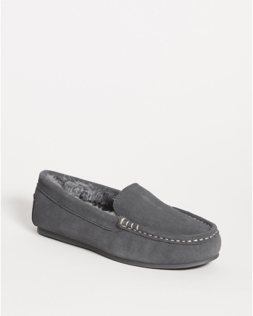 JD Williams Gray Classic Suede Moccasin Slipper Eee Fit