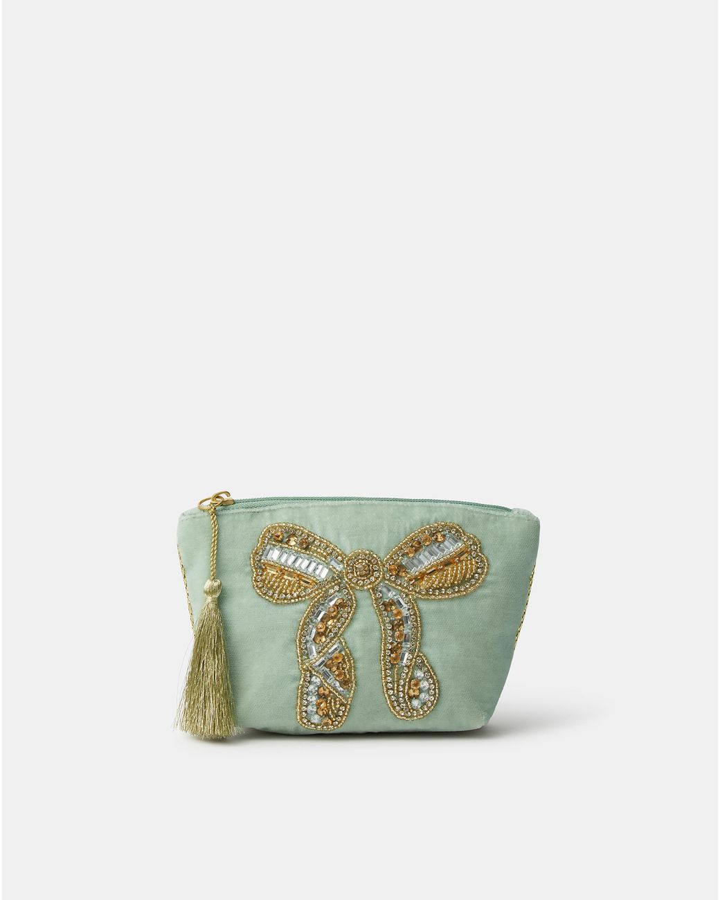 Accessorize Green Bow Velvet Coin Purse