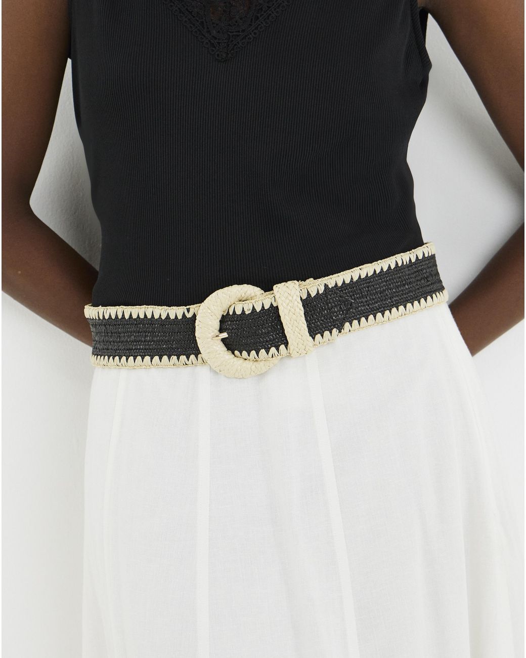 JD Williams Black Raffia Stretch Belt