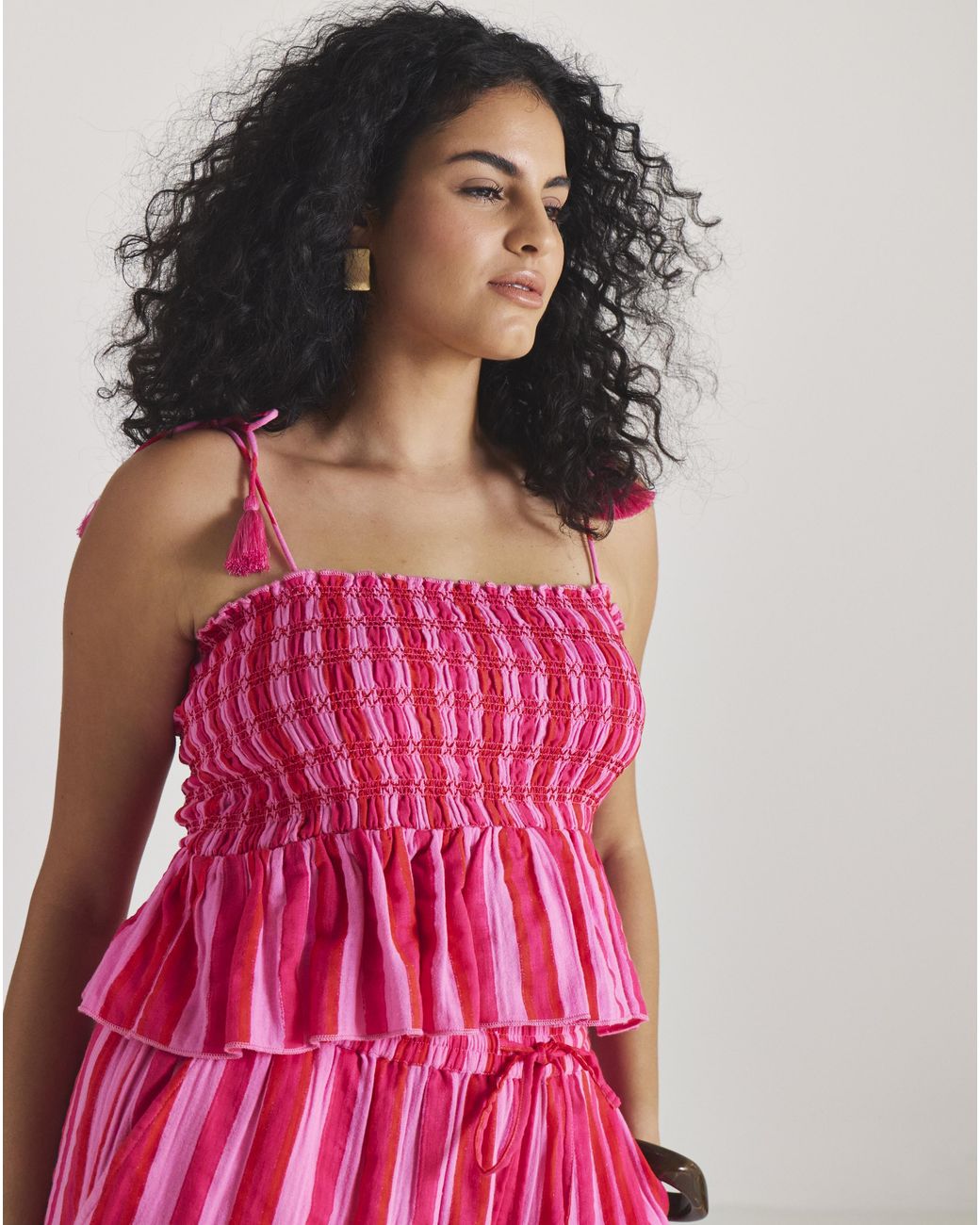 Beach To Beach Pink Stripe Beach Trouser And Top Coord