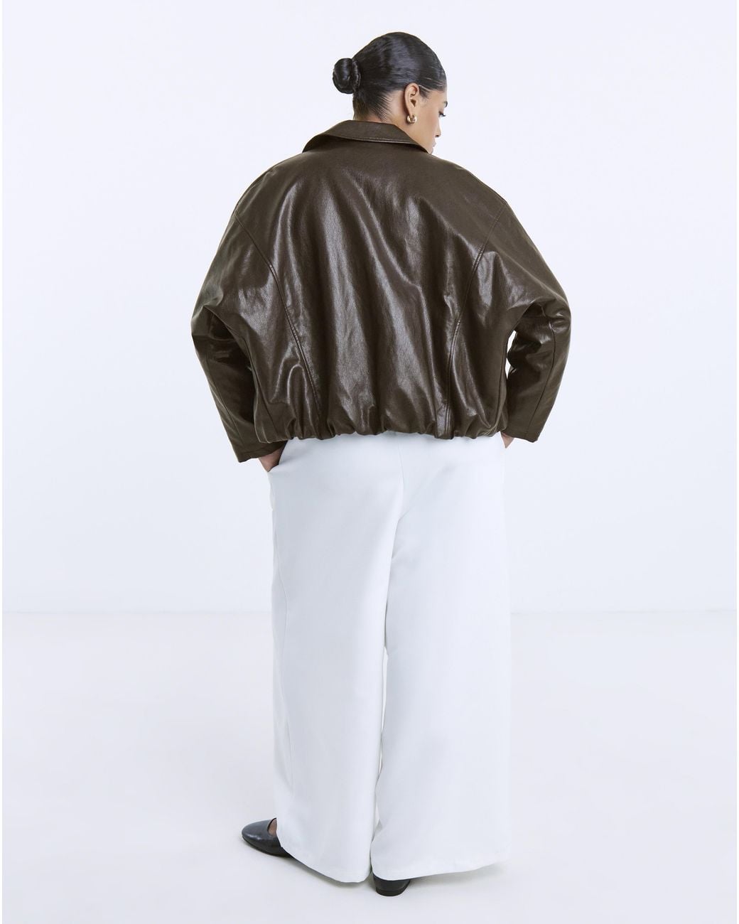 Simply Be Blue Bubble Hem Faux Leather Jacket
