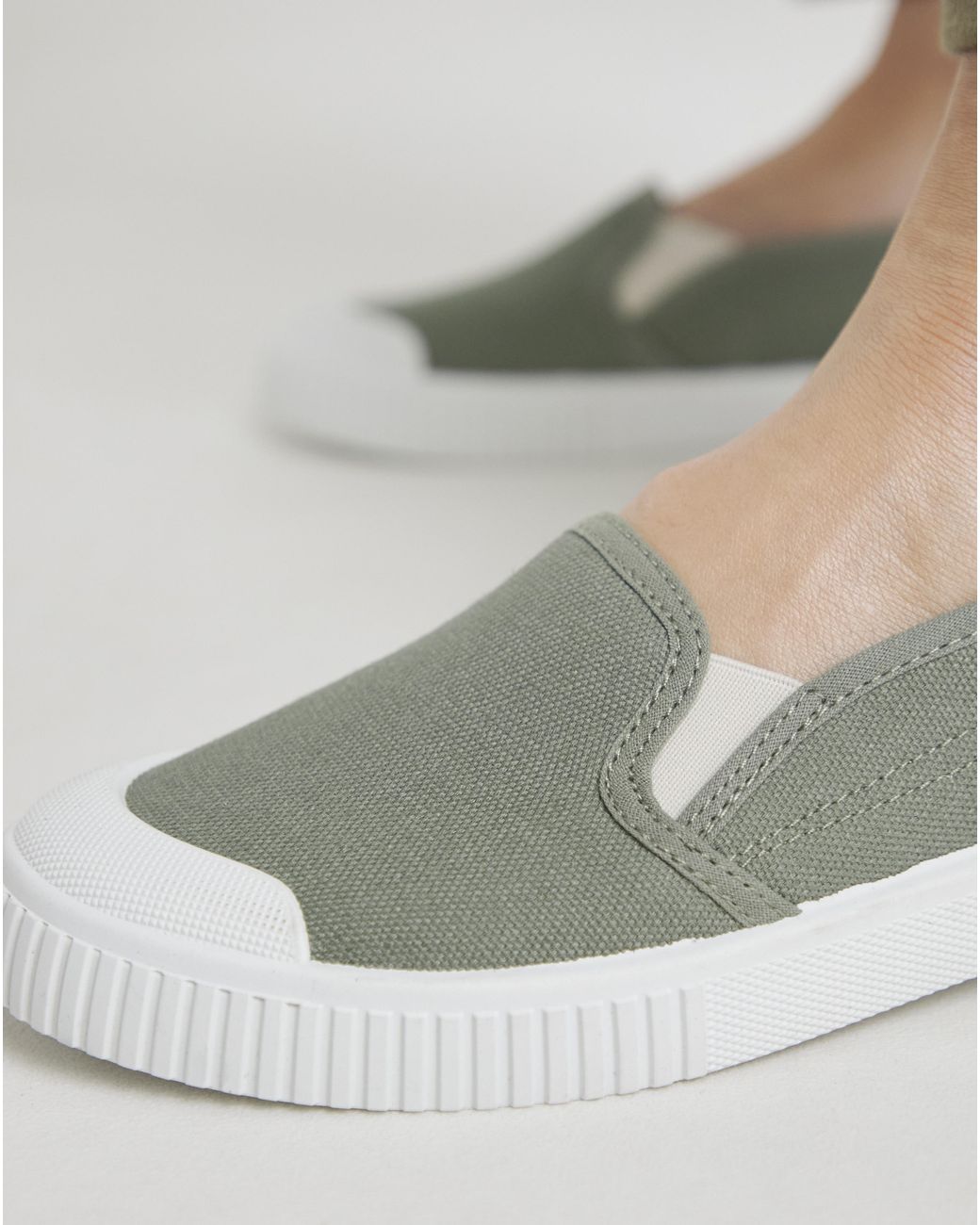Simply Be Green Slip On Plimsole Wide Fit