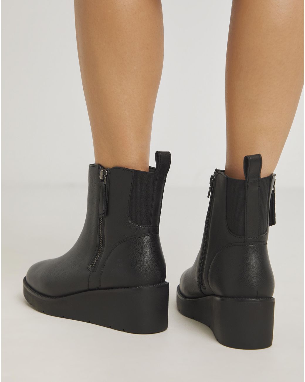 Simply Be Black Zip Detail Wedge Ankle Boot Wide