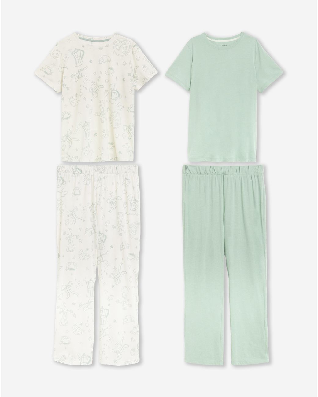 Simply Be White Value 2 Pack Pyjama Sets